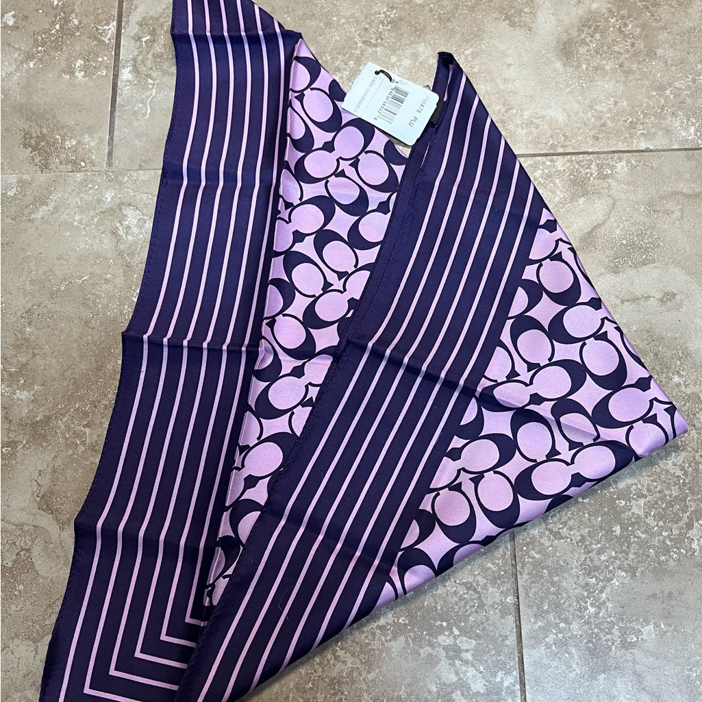 Coach Purple  Pink Signature Silk Scarf